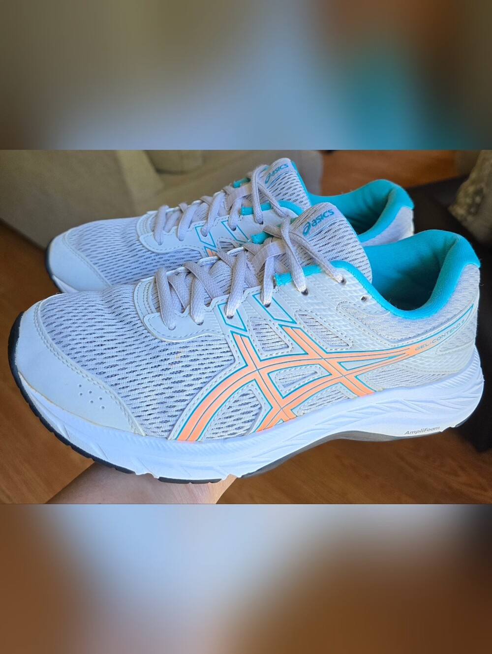 Sz 8 Women's ASICS GEL CONTEND 6 Glacier Gray/Coral Running Shoes